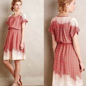 Anthropologie Maeve Women's Size L Red Chevron Dress